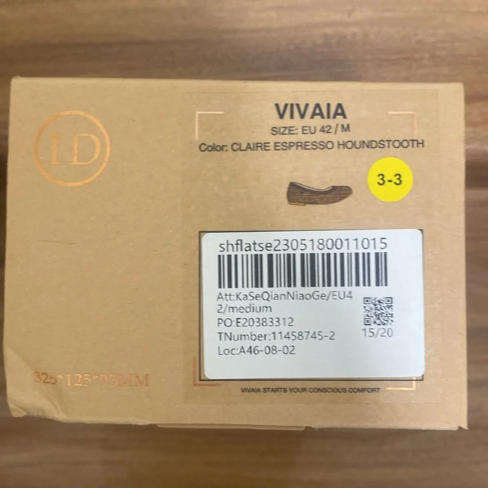 NWT VIVAIA Claire Round Toe Flats in Espresso Houndstooth Size EU 42 - Picture 13 of 13